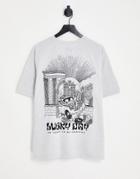 Pull & Bear 'lucky Day' Print T-shirt In Gray-black