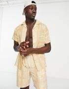 Mennace Camp Collared Shirt In Yellow With Paisley Print - Part Of A Set