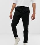 Asos Design Tall Cigarette Chinos With Pleats In Black - Black