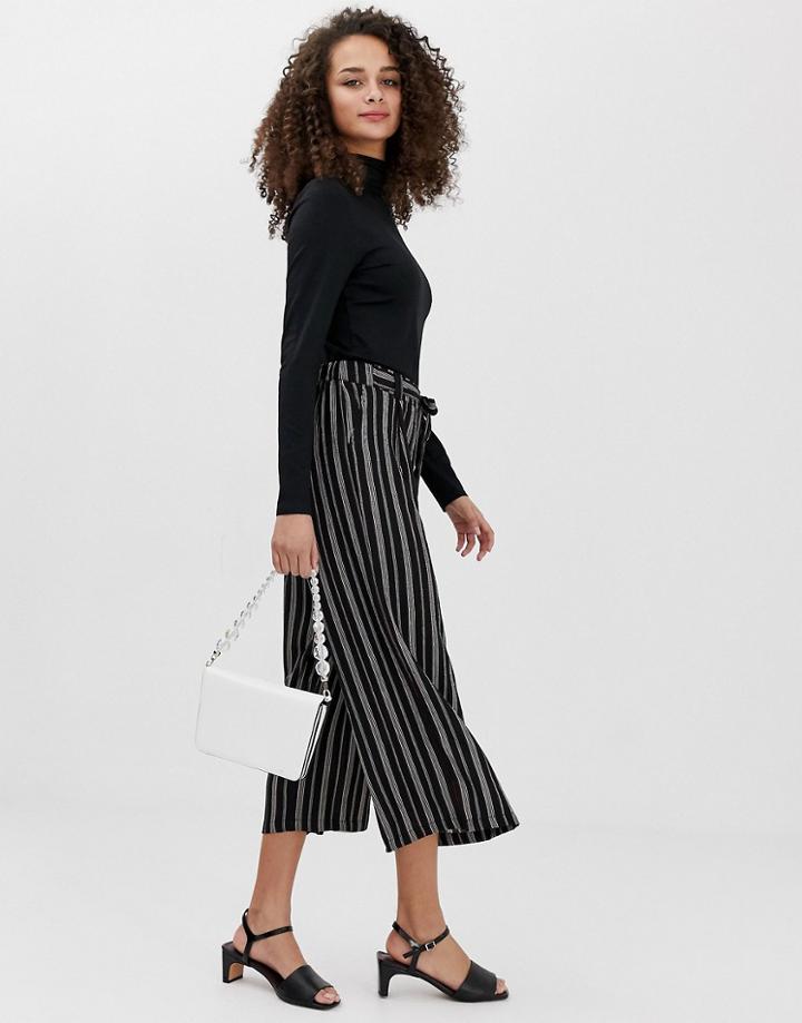 Brave Soul Francis Culottes In Stripe - Black