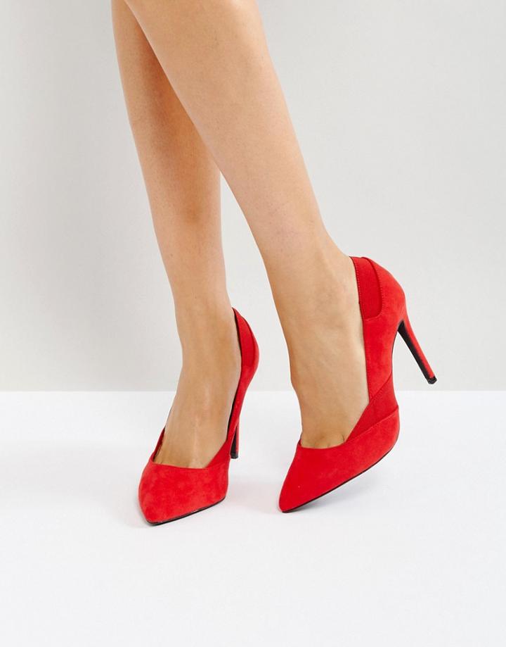Bershka Suedette Court Heel - Red