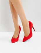 Bershka Suedette Court Heel - Red