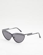 Jeepers Peepers Frame Detail Cat Eye Sunglasses In Black Gunmetal