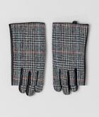 Asos Design Leather Gloves In Check - Brown