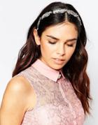 Johnny Loves Rosie Penny Embellished Ribbon Tie Headband - Silver