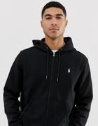 Polo Ralph Lauren Player Logo Full Zip Hoodie In Black