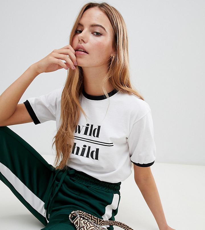 Boohoo 'wild Child' Slogan Tee - White