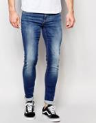 Blend Jeans Lunar Super Skinny Fit Distressed Mid Wash - Mid Blue