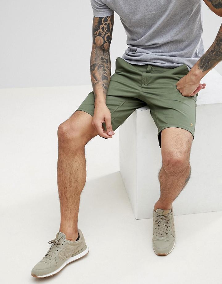 Farah Hawk Chino Twill Shorts In Green - Green