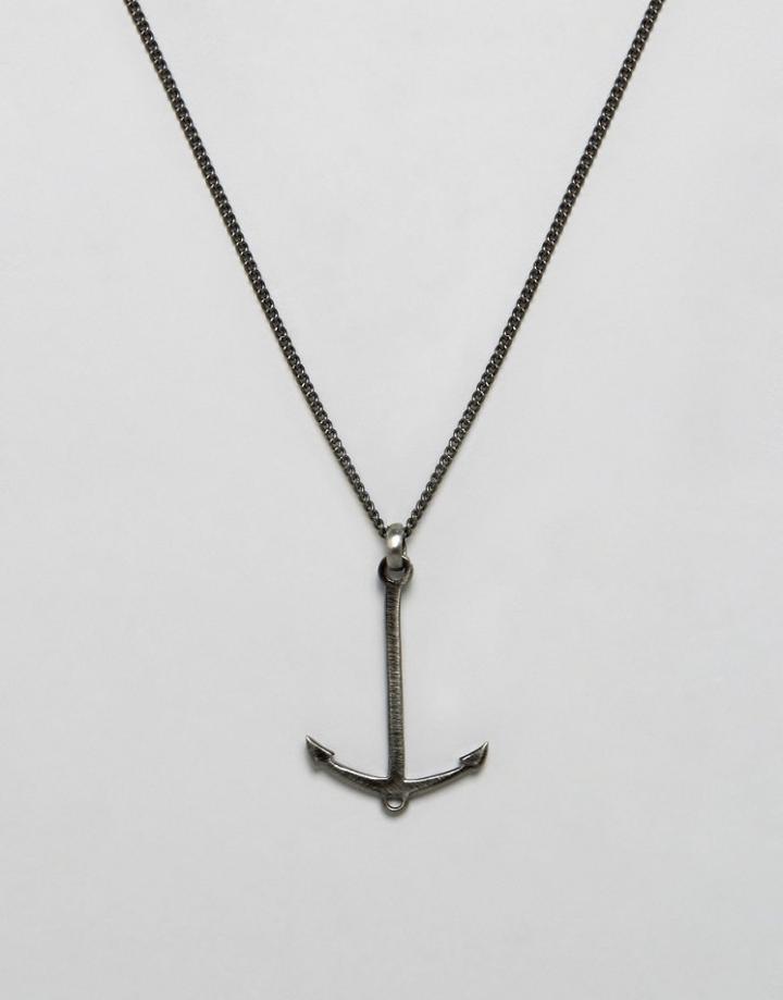 Simon Carter Antiqued Anchor Pendant Necklace Exclusive To Asos - Silver