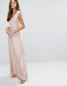 Vero Moda Metallic Plisse Wrap Maxi Dress - Pink
