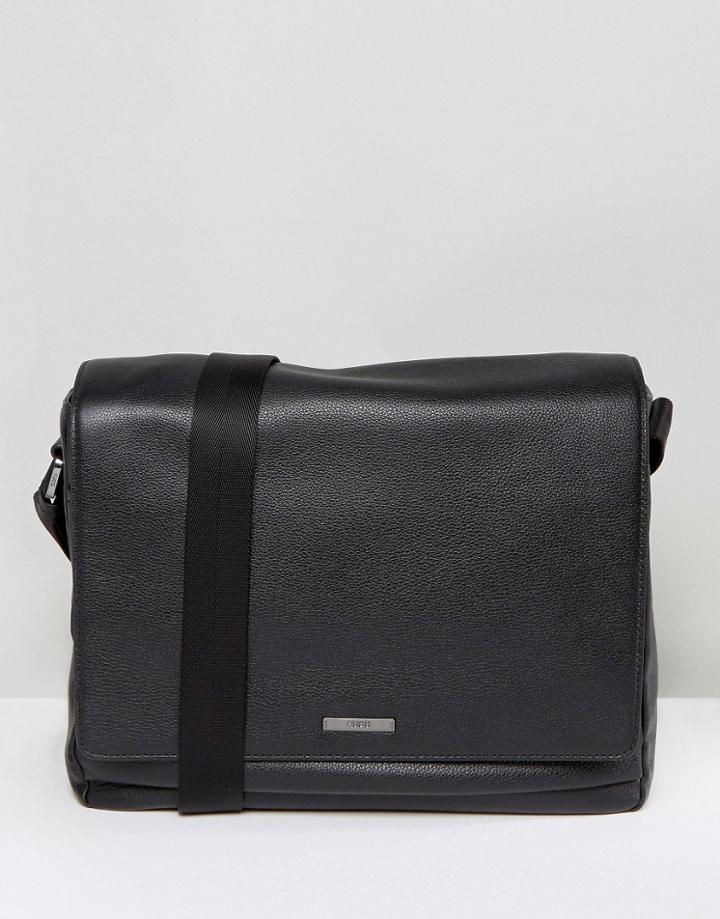 Hugo By Hugo Boss Element Leather Messenger Bag - Black