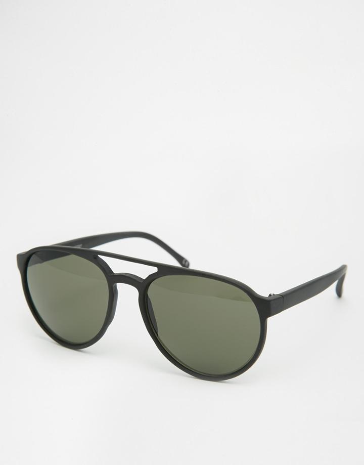 Asos Aviator Sunglasses In Matt Black - Black