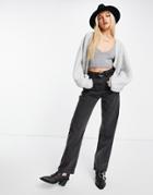 Miss Selfridge Pale Gray Eco Balloon Sleeve Cardigan-grey