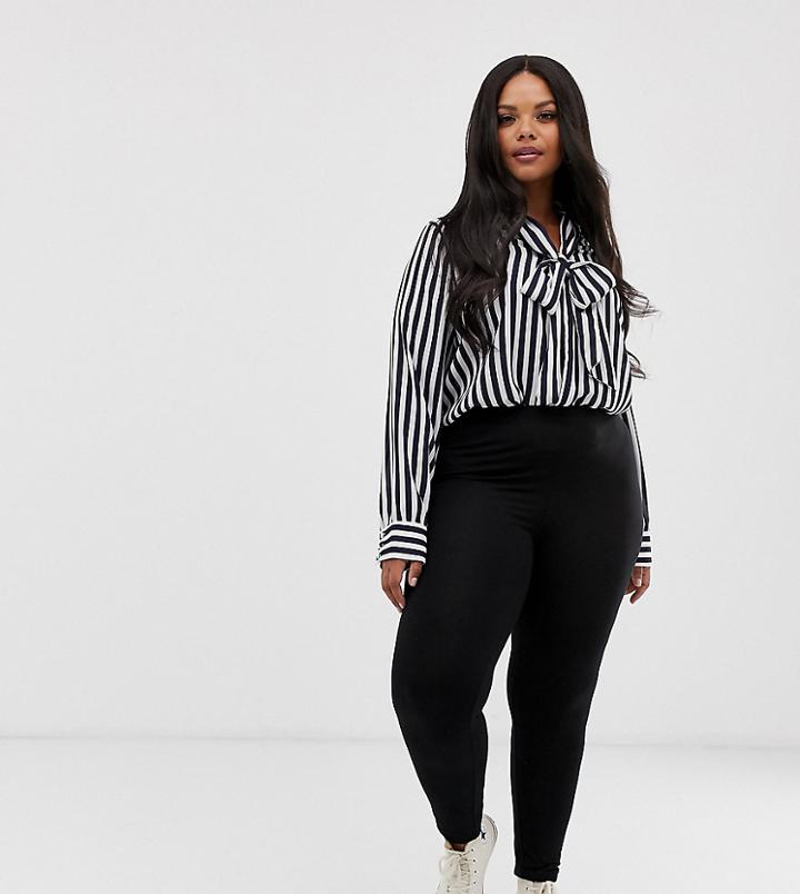 Asos Design Curve High Waisted Leggings In Black - Black