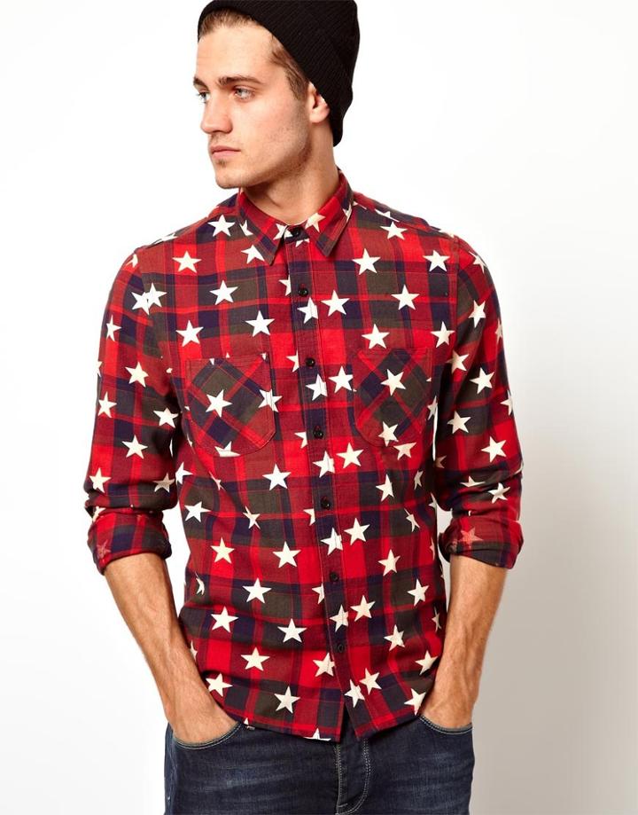 Asos Check Shirt With Star Print