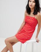 Honey Punch Cami Mini Dress In Polka Dot - Red