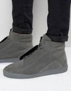 Kg By Kurt Geiger Hi Top Sneakers In Gray Suede - Gray