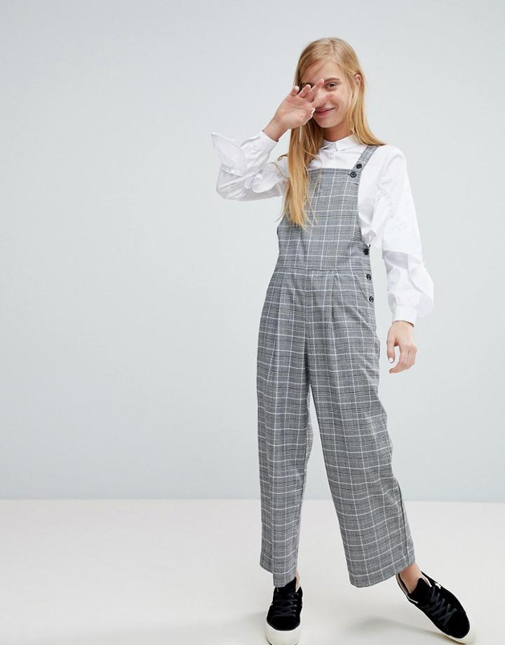 Monki Check Tailored Overalls - Black