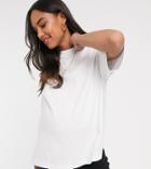 Asos Design Maternity High Neck Short Sleeve T-shirt In White