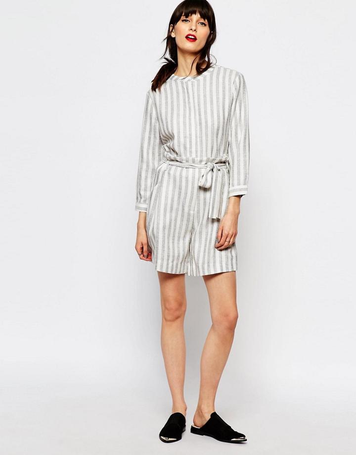 Just Female Gibli Shorts In Stripe - Anthracite Stripe
