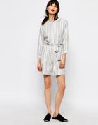 Just Female Gibli Shorts In Stripe - Anthracite Stripe