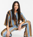 Topshop Petite Ombre Plisse Shirt - Part Of A Set-multi