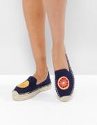 Soludos Navy Blood Orange Double Platform Espadrilles - Navy