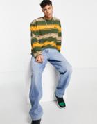 Levi's Long Sleeve T-shirt With Small Logo In Green/yellow Stripe-multi