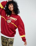 Pull & Bear New Jersey Sweat Top - Red