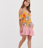 Jaded London Petite Mix Print Layered Mini Dress