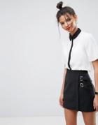 Asos Short Sleeve Blouse With Contrast Placket - Multi