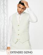 Asos Design Super Skinny Wool Mix Suit Vest In Dusky Green Twill