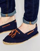 Asos Canvas Espadrilles In Navy With Tie Front Detailing