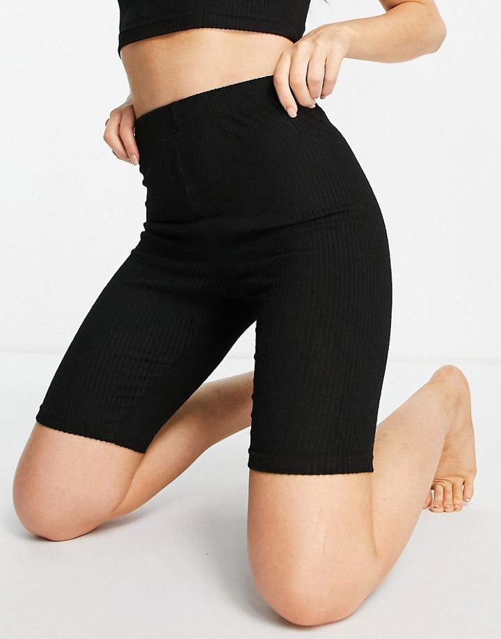 Asos Design Mix & Match Lounge Super Soft Rib Legging Short In Black