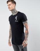 Religion T-shirt With Large Logo And Curved Hem - Black