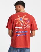 Pull & Bear Abstract Back Print T-shirt In Red