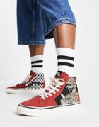 Vans Sk8-hi Sneakers With Snake Print In Black And Red