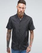 Asos Regular Fit Silk Shirt With Polka Dot Print - Black