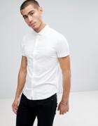 Emporio Armani Slim Fit Mercerised Short Sleeve Shirt In White - White