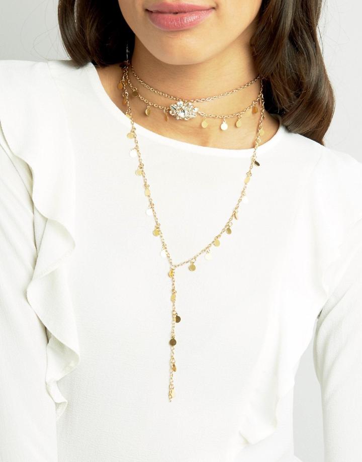 Her Curious Nature Handmade Multirow Charm Choker - Gold