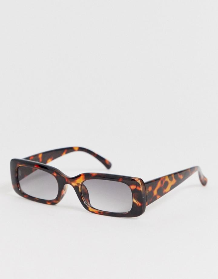 Asos Design Narrow Square Sunglasses In Tort