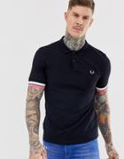 Fred Perry Bold Cuff Polo In Navy - Navy