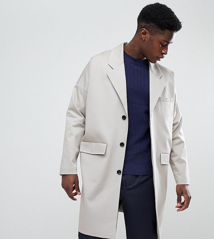 Noak Cotton Duster Coat In Stone - Stone