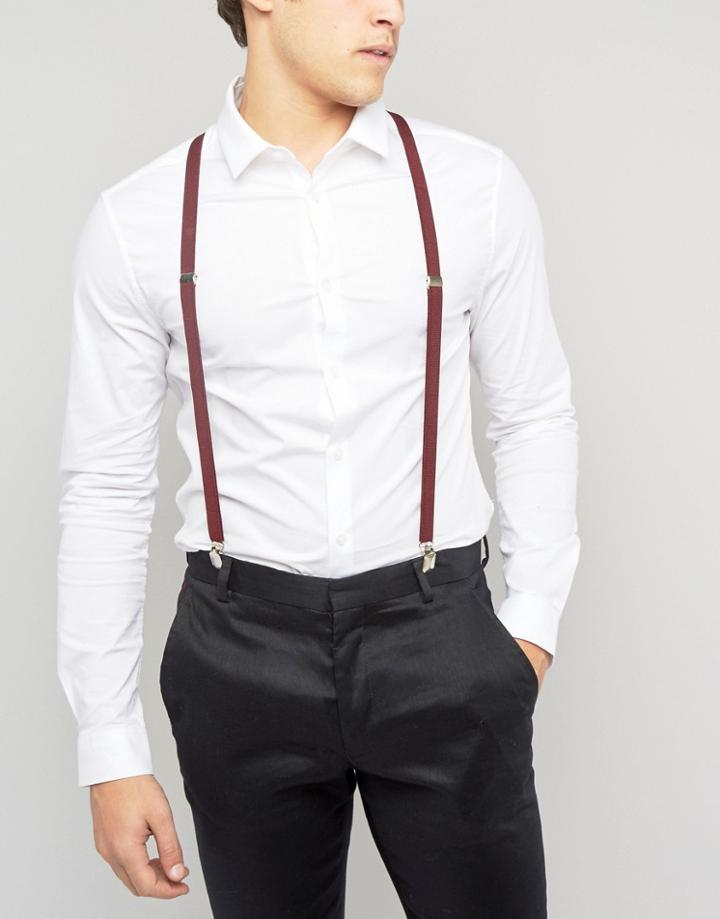 7 X Skinny Suspenders In Burgundy - Red