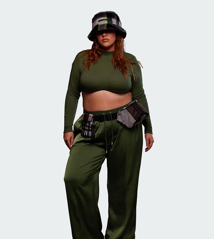 Adidas Originals X Ivy Park Plus Crop Top In Green