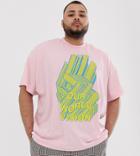 Collusion Plus Printed T-shirt In Pink - Green