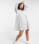 Brave Soul Petite Lizzie High Neck Smock Dress In Gray-grey