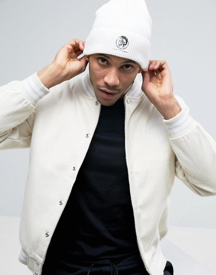 Diesel Coder Beanie In White - White