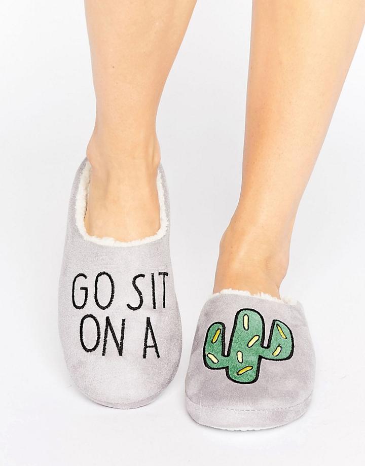 Daisy Street Sit On A Cactus Slipper - Gray